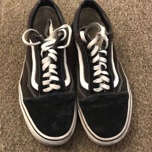Distressed Black and White Vans (Size 10.5)